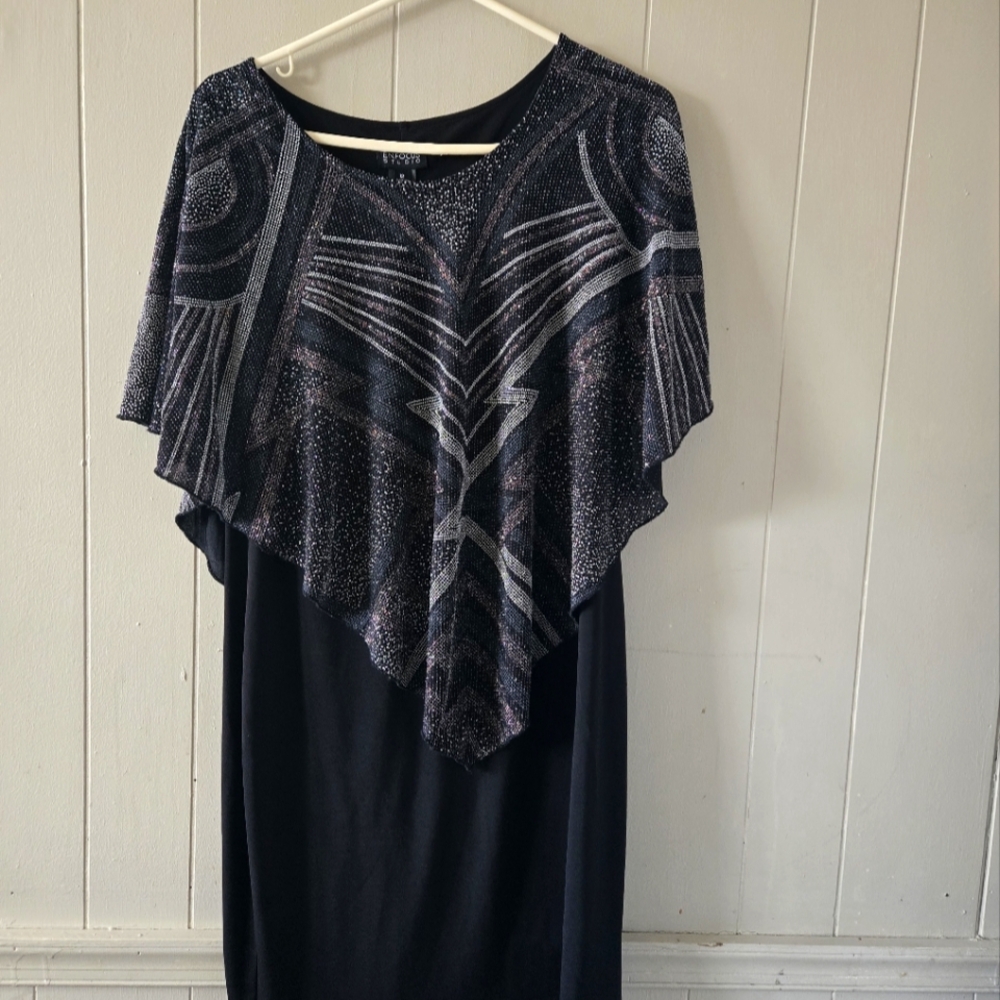 Enfocus Studio Black and Silver Poncho Sweater
